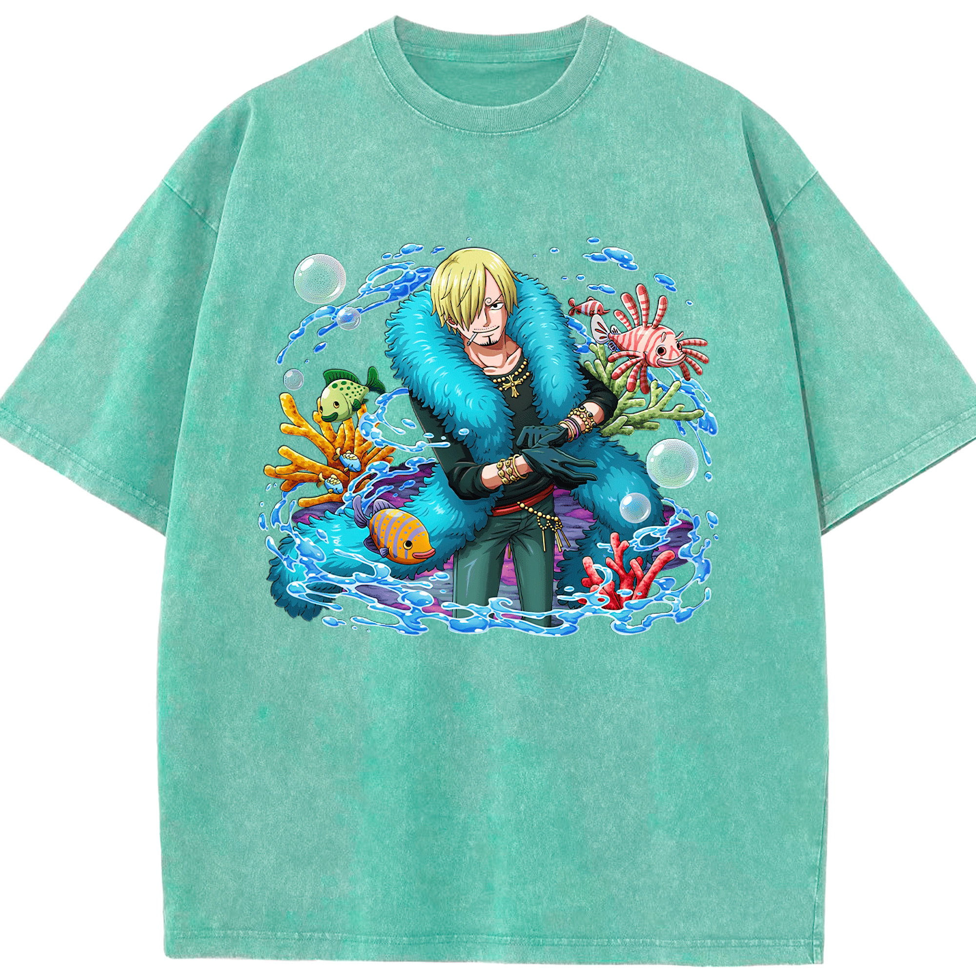 ワンピース サンジ ONE PIECE Sanji 綿100% ヴィンテージ風 半袖Tシャツ（フロントプリント）